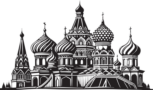 Kremlin palace in Russia. St. Basil s Cathedral on Red square, Moscow, vector silhouette vector silhouette illustration on white background