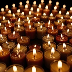 A group of candles arranged in a circle, each flame contributing to a warm, collective glow. Concept of unity Generative AI 