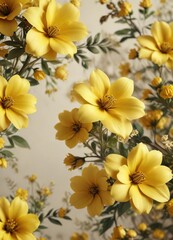 Obraz premium Softly focused yellow blooms in an abstract floral pattern, light source, natural beauty