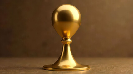 Golden trophy on display under warm lighting