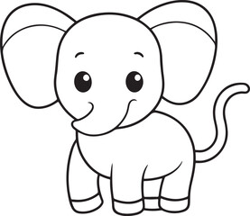 Silhouette of Cute baby elephant.
