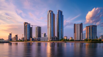 Obraz premium Modern cityscape panoramic background a photograph