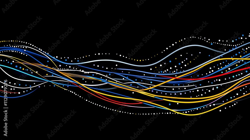 Poster colorful abstract lines and circles creating a dynamic visual background for modern design