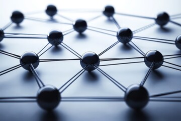 Fototapeta premium Global business networking concept with interconnected structures and dynamic elements
