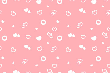 Seamless Valentine's Day Vector Background With White Hearts On A Pink Backdrop. Perfect For Wrapping Paper, Digital Designs, Or Crafts. Fully Scalable And Tileable In All Directions.