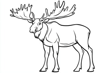 A Majestic Moose with Large Antlers Stands Tall