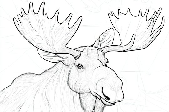 recommend clip art: Detailed Line Drawing of a Majestic Moose