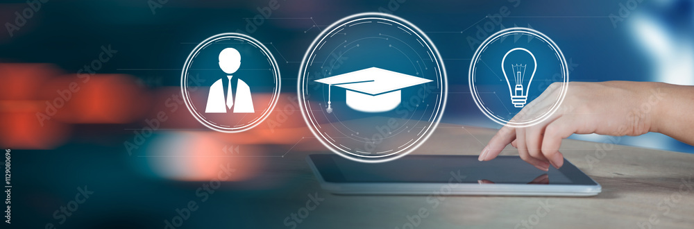 Aufkleber e-learning concept with man using a tablet computer