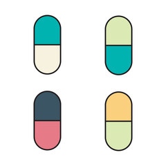 green and blue pills isolated