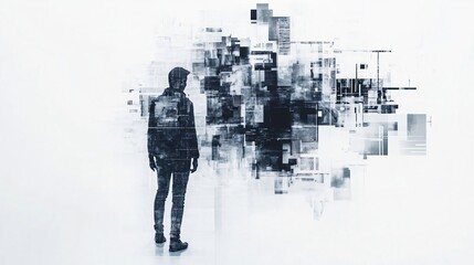 Silhouette of Man and Abstract Digital Technology: A Conceptual Exploration of the Future
