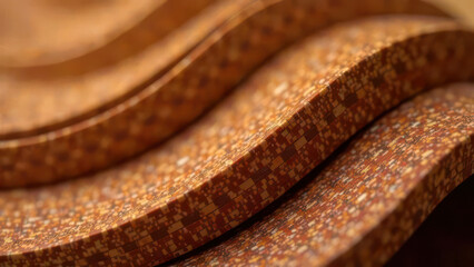 Fototapeta premium Abstract close-up of wavy textured brown pattern with geometric design