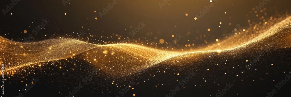 Aufkleber Swirling golden glitter forms an elegant wave, creating a luxurious backdrop perfect for adding custom text or messages. Generative AI