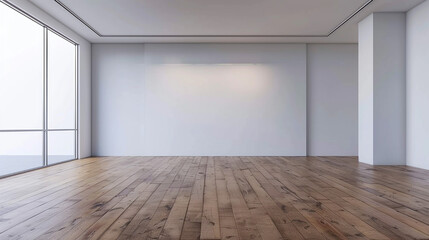 Modern empty room with wooden floor modern 3d render. Perfect for interior design and real estate concepts