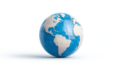 Naklejka premium Global Perspective: A stylized blue and beige globe, a symbol of our interconnected world. 