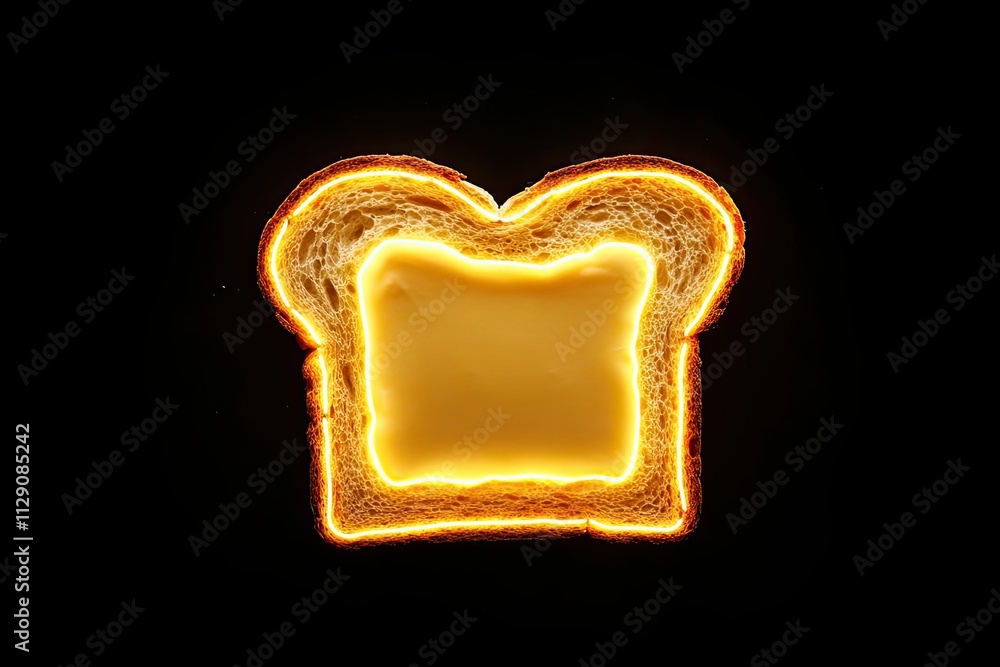 Poster glowing toast slice with butter inside