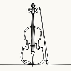 Cello in minimalist line art style, AI Generation