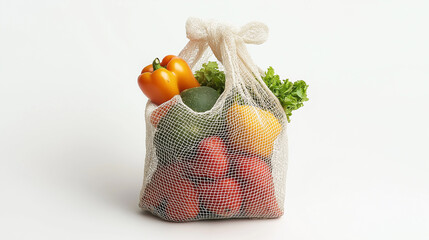 Cotton mesh produce bag, isolated in white background