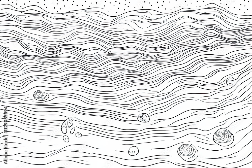 Poster abstract wavy lines pattern with circular elements