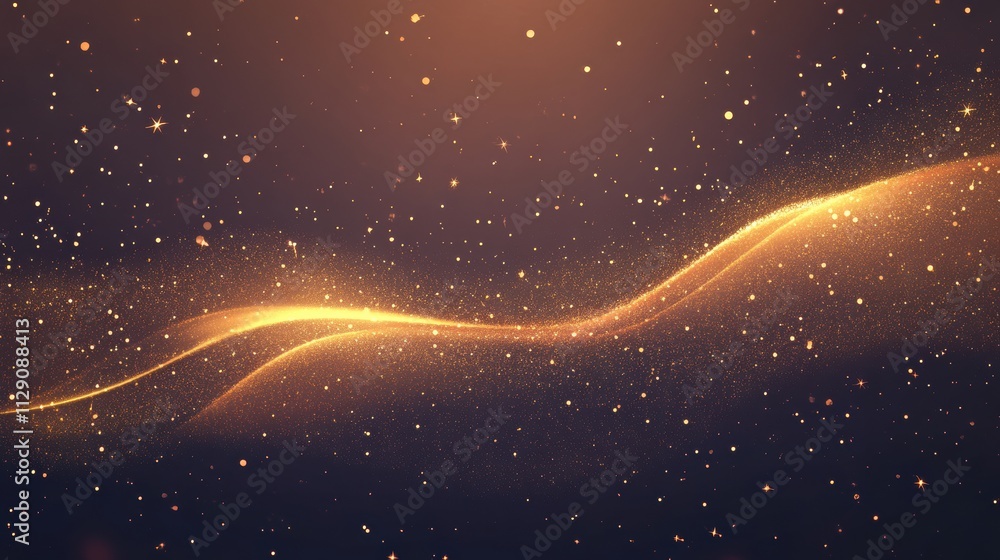 Aufkleber a fluid wave of golden glitter flows gracefully across a dark backdrop, offering a luxurious space f