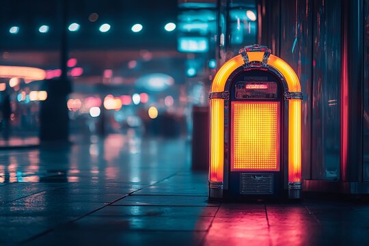 レトロ Juke Box 青とオレンジのライト