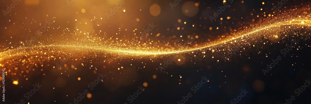 Aufkleber a shimmering golden glitter wave flows gracefully against a dark background, providing a vibrant can