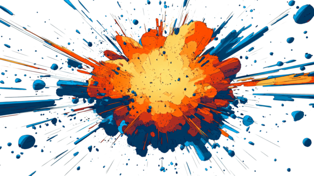 Comic book explosion isolated on white & transparent a background.