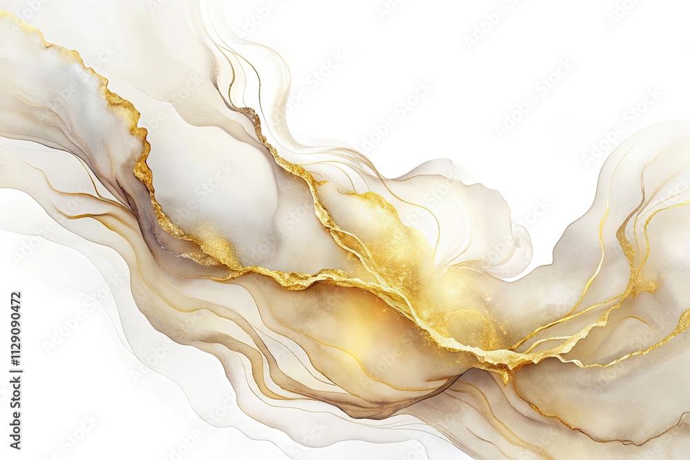 Aufkleber swirling golden currents dance through translucent layers of delicate whites and soft hues in an abs