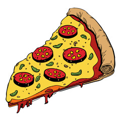 Delicious pizza slice vector