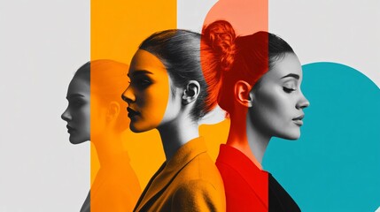 Artistic collage portrait of diverse women, showcasing elegance and style. #diversity #women #art