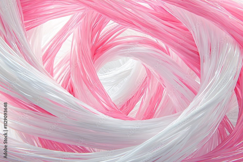 Poster abstract pink and white swirling threads 3d render background texture
