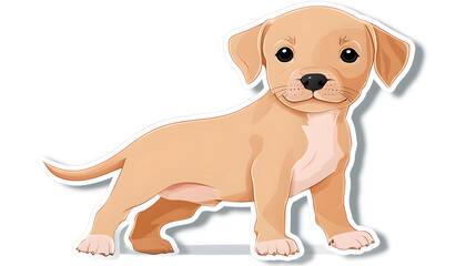 Cute cartoon sticker of playful puppy wagging its tail, joyful expression