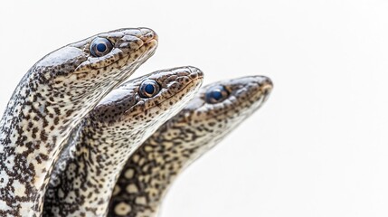 Obraz premium Trio of Snakes: A Close-Up Encounter with Scaly Reptiles