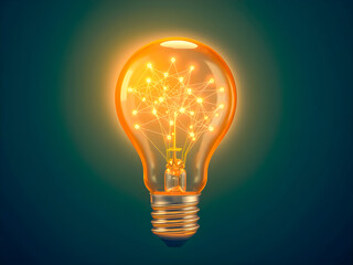 Glowing light bulb on dark background, idea concept. 3D rendering