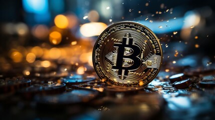 A coin with the letter B on it is on top of a pile of coins