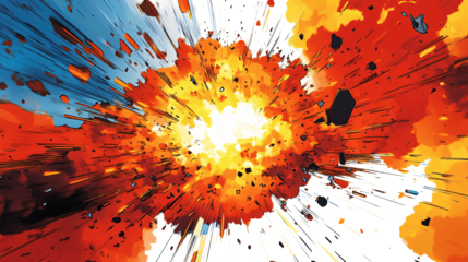 Comic book explosion isolated on white & transparent a background.