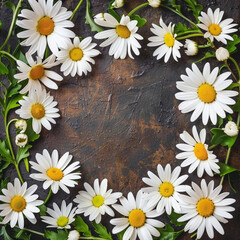 Obraz premium photo top view daisies circled frame