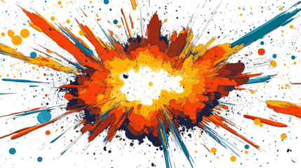 Comic book explosion isolated on white & transparent a background.