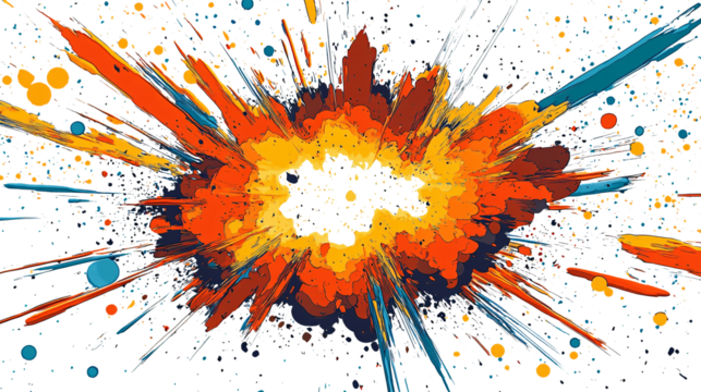 Comic book explosion isolated on white & transparent a background.