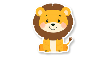 Cute cartoon lion cub sticker with playful expression and bright colors