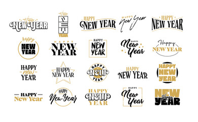 Happy new year designs. New years salutation card badge.