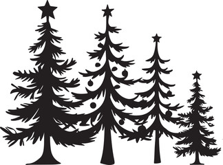 Pine Tree Vector Illustration Evergreen Forest Line Art Design