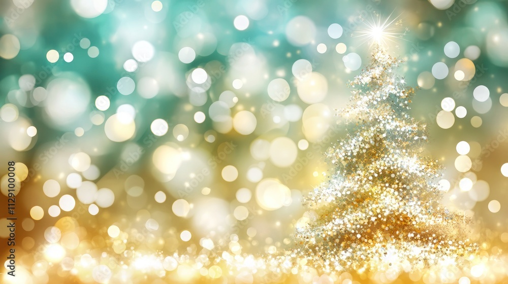 Poster a festive scene featuring a sparkling christmas tree with a bokeh background.