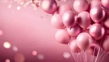 Festive pink balloons background copy space