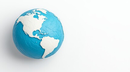 Naklejka premium Blue Clay Globe: A vibrant blue clay globe, crafted with meticulous detail, stands as a symbol of our interconnected world, inviting viewers to explore the possibilities that lie ahead. 