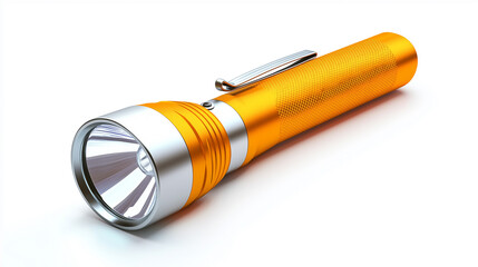 Compact wind-up flashlight, isolated in white background