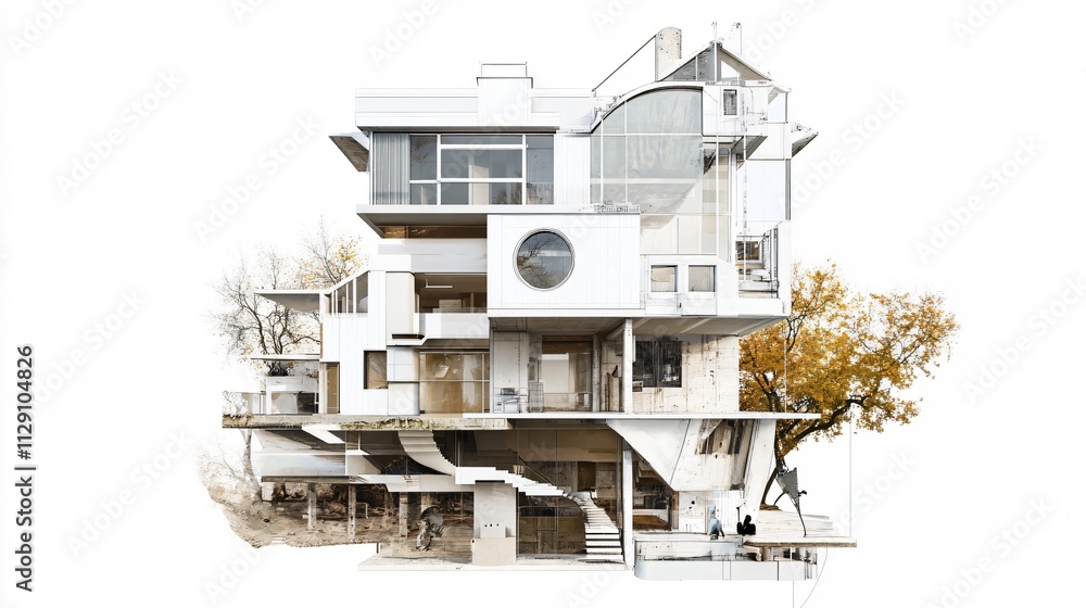 Poster modern architectural design: a captivating blend of sketch and structure