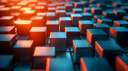 Obraz premium Abstract Geometric Pattern of Cubes Illuminated with Warm Light