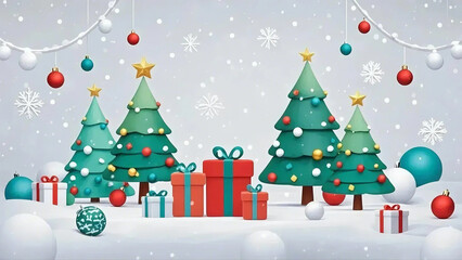 Fototapeta premium christmas background with christmas tree and gifts