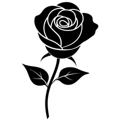 Romantic Single Rose Silhouette Design for Wedding and Valentine Themes