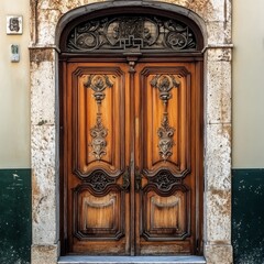 Charming wooden vintage door, Lisbon 